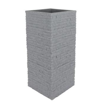 Ziegel-Säulentopf grau 26x26x60cm